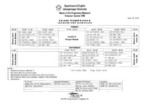 Class Timetable(During the Ramadan)