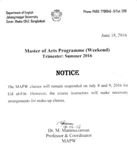 Class Suspended for Eid ul-Fitr.