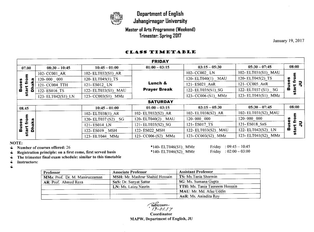 Class Timetable