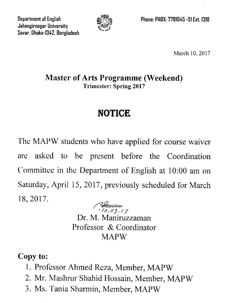 Reschedule for waiver viva-Notice